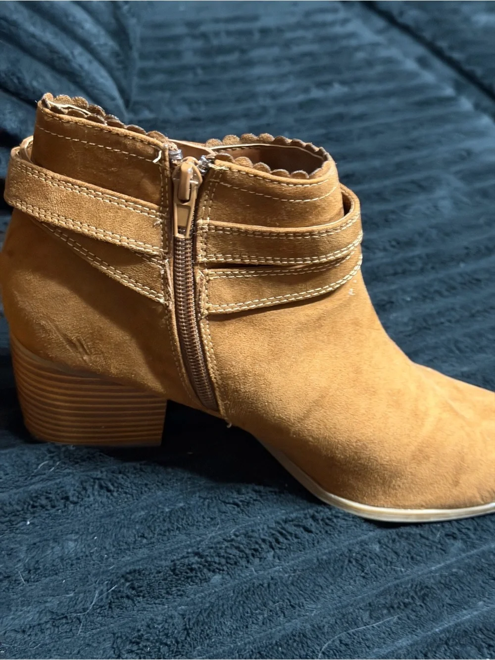St. John's Bay Tan Suede Ankle Booties with Buckle Detail